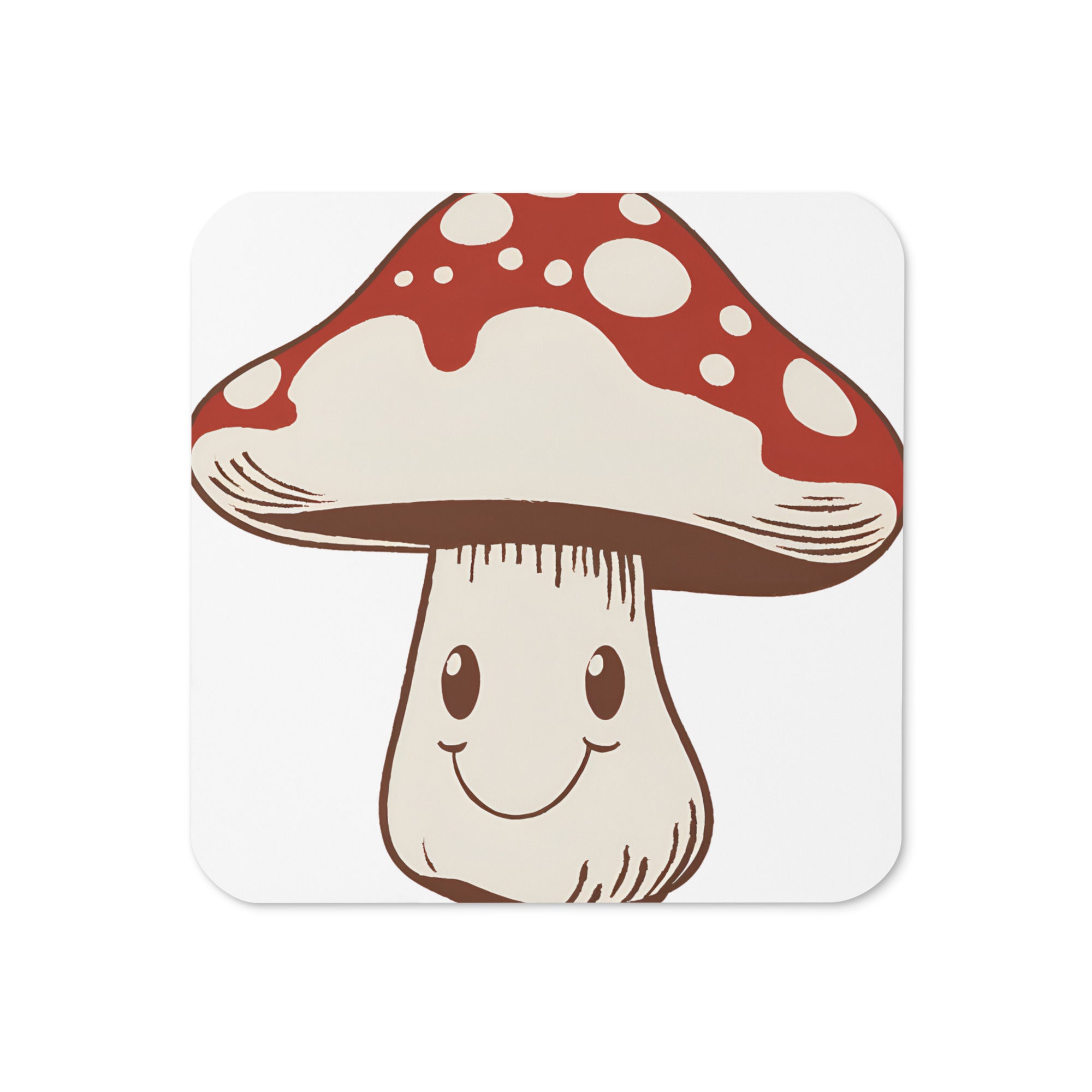 Smiling Mushroom Cork-back Coaster - Fun & Functional Decor