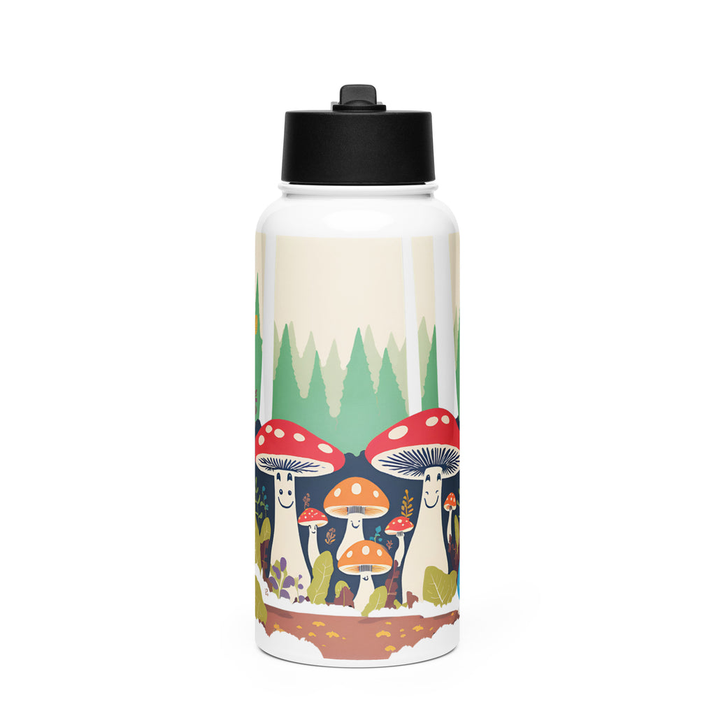 Smiling Mushroom Forest Stainless Steel Water Bottle 